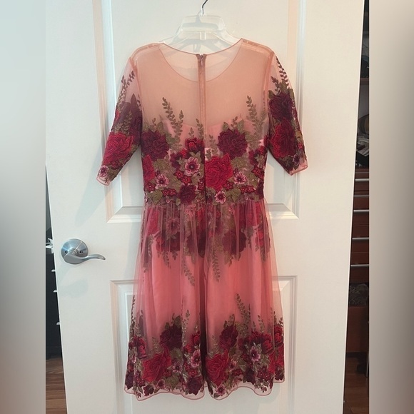 Marchesa Notte Rose Throw Embroideed Dress - Picture 4 of 16
